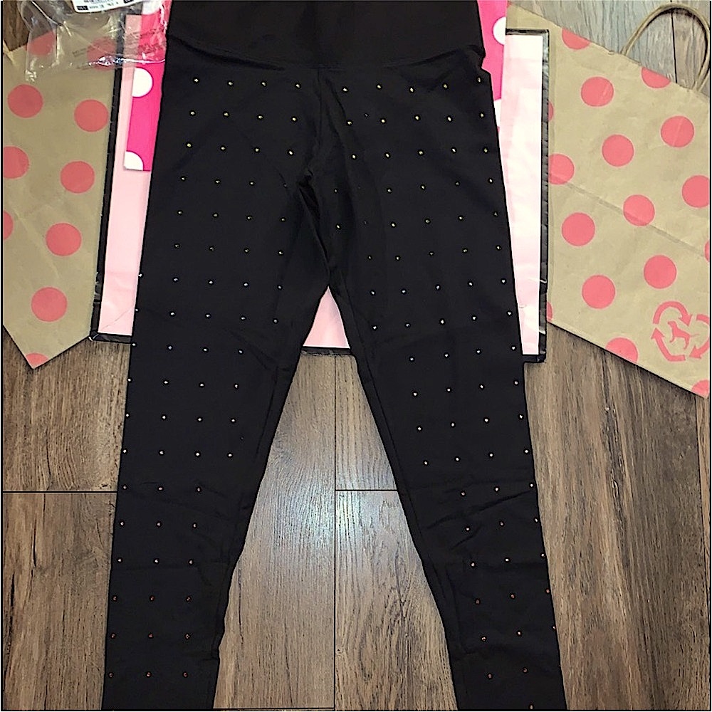 Victoria's Secret PINK rainbow rhinestone bling yoga leggings NWT small ❤️💚💙🩷